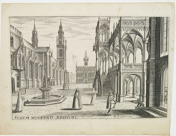 VREDEMAN DE VRIES, P. , Perspective print by Vredeman de Vries., antique map, old maps