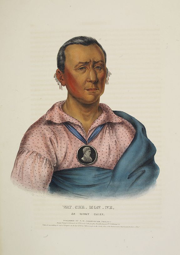 McKENNEY, Thomas Loraine / James HALL., Wat-Che-Mon-Ne, an Ioway Chief., antique map, old maps