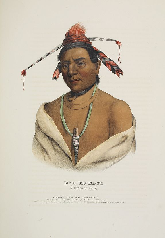 McKENNEY, Thomas Loraine / James HALL., Mar-Ko-Me-Te, a Menomene brave., antique map, old maps