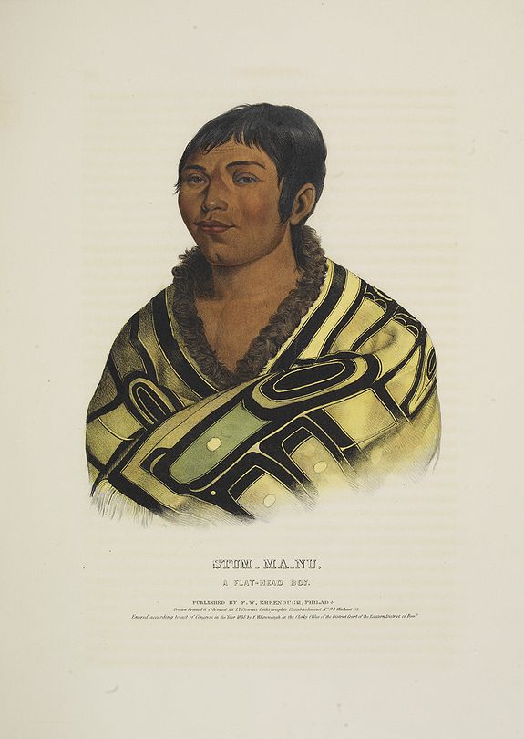 McKENNEY, Thomas Loraine / James HALL., Stum-Ma-Nu, a Flat-Head boy., antique map, old maps