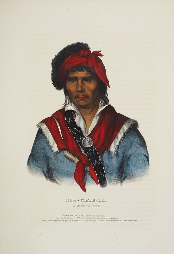 McKENNEY, Thomas Loraine / James HALL., Nea-Math-La, a Seminole Chief., antique map, old maps