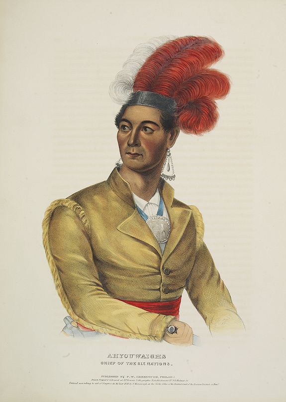 McKENNEY, Thomas Loraine / James HALL., Ahyouwaighs, Chief of the Six Nations., antique map, old maps
