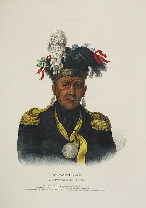 McKENNEY, Thomas Loraine / James HALL., Wa-Baun-See, a Pottawatomie Chief., antique map, old maps