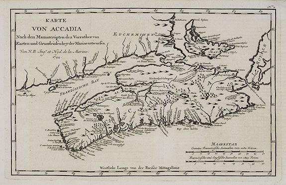 BELLIN, J.N. / ARKSTEE & MERKUS., Karte von Accadia. . . N°2., antique map, old maps