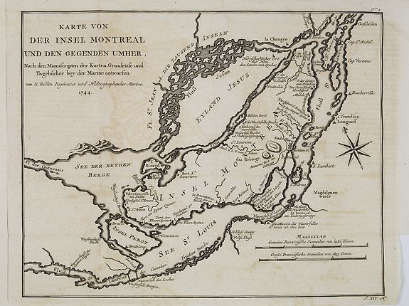 BELLIN, J.N. / ARKSTEE & MERKUS., Karte von der insel Montreal und den degenden umher. . . N°5., antique map, old maps