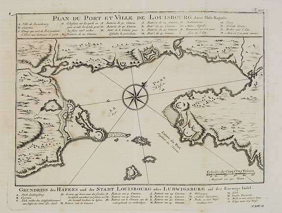 BELLIN, J.N. / ARKSTEE & MERKUS., Plan du Port et ville de Louisbourg dans l'Isle Royale. N°XVI., antique map, old maps