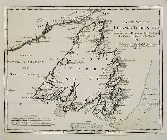 BELLIN, J.N. / ARKSTEE & MERKUS., Karte von dem Eylande Terre-Neuve. N°6., antique map, old maps