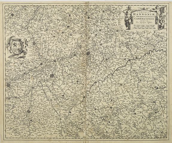 VISSCHER, N., Comitatus Hannoniae et Archiepiscopatus Cameracensis Tabula, Per Nicolaum Visscher., antique map, old maps