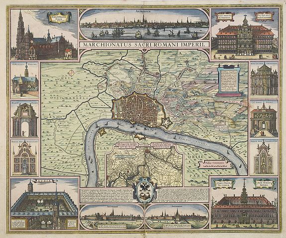 VISSCHER, C. J., Marchionatus Sacri Romani Imperii. Nobilissimo,. . . Dedicat, consecrat, Nicolaus Janssonius Piscator. C. J. Visscher Excudebat. Anno. 1624. From the atlas by Kaerius., antique map, old maps