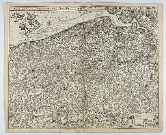 DE WIT, F., Comitatus Flandriae Tabula, In Lucem Edita A Frederico De Wit., antique map, old maps