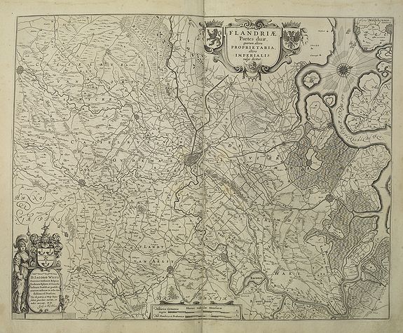 BLAEU, W., Flandriae Partes duae quarum altera proprietaria . . ., antique map, old maps