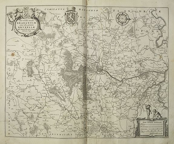 BLAEU, W., Secunda pars Brabantiae cuis urbus primaria Bruxellae . . ., antique map, old maps
