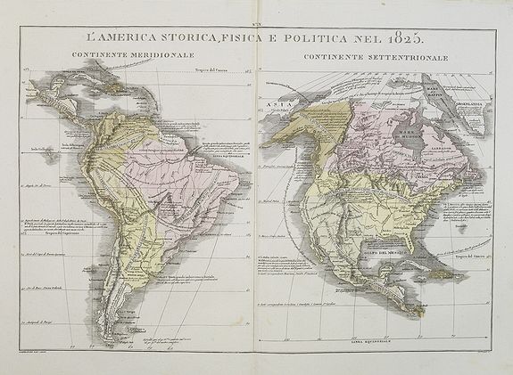 TASSO, G., L'America Storica, Fisica e Politica nel 1825., antique map, old maps