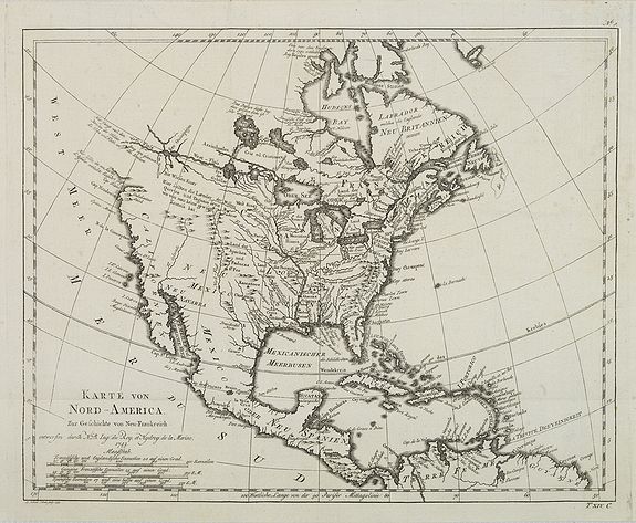 BELLIN, J.N. / ARKSTEE & MERKUS, Karte von Nord - America. . ., antique map, old maps