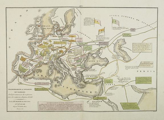 TASSO,G., Transmigrazioni ed invasioni de\' Barbari . . ., antique map, old maps