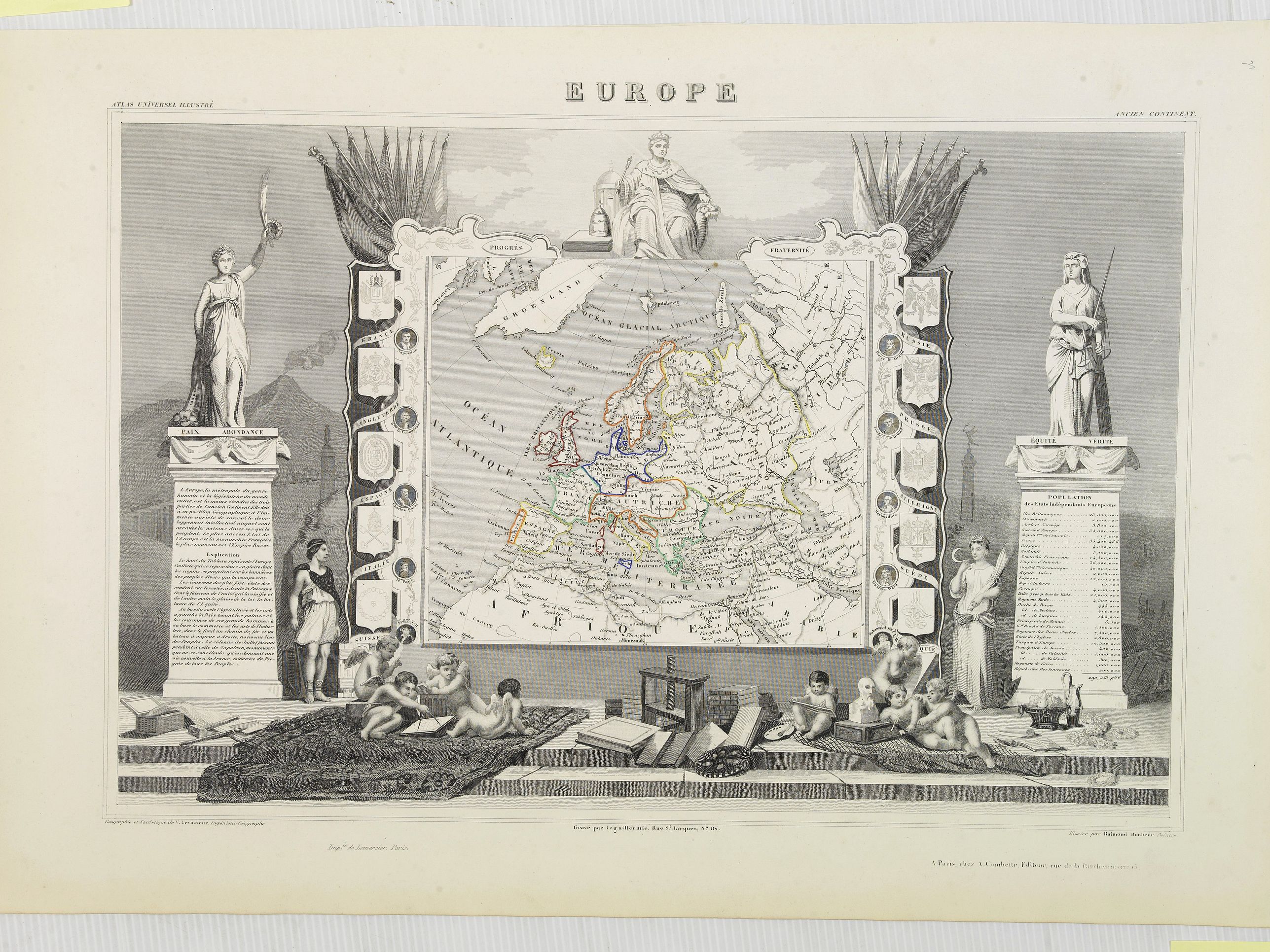 LEVASSEUR, V., Europe., antique map, old maps