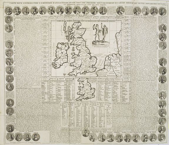 CHATELAIN, H., Carte Pour l'Introduction a l'Histoire d'Angleterre, ou l'on Voit son Premier Gouvernement, et l'Etat Abrege de cette Monarchie sous les Empereurs Romains, et sous les Rois Saxons., antique map, old maps