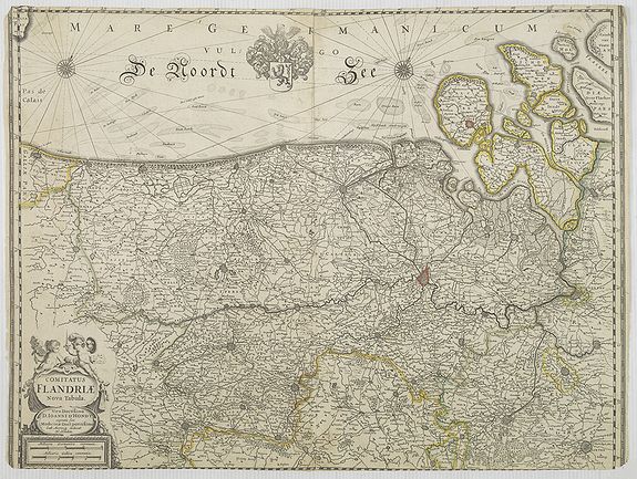 HONDIUS, H., Comitatus Flandriae Nova Tabula., antique map, old maps