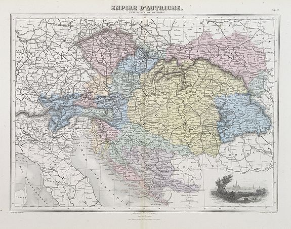 MIGEON, J., Empire d'Autriche (Empire Autro-Hongrois)., antique map, old maps
