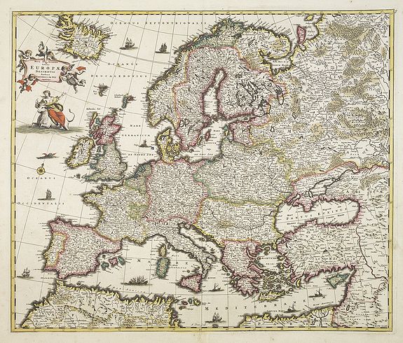 DE WIT, F., Nova et Accurata totius Europae descriptio. . ., antique map, old maps