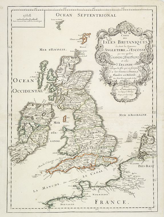 DU VAL, P., Carte des Isles Britaniques ou sont les Royaumes d'Angleterre, et d'Ecosse. . ., antique map, old maps