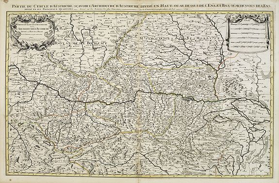 SANSON, N. / JAILLOT, A.H. / MORTIER, P., Partie du cercle d'Austriche sçavoir l'Archiduché d'Austriche . . ., antique map, old maps