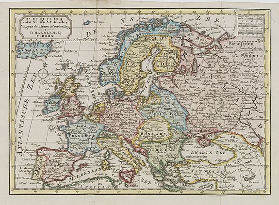 BOHN, F., Europa volgens de nieuwste verdeeling., antique map, old maps