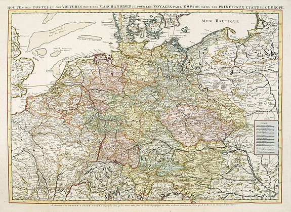 OTTENS, R. & J., Routes des postes et des voitures pour les marchandises et pour les voyages . . ., antique map, old maps