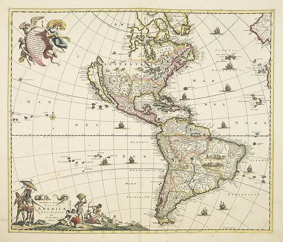 DE WIT,F, Novissima et Accuratissima Totius Americae descriptio.., antique map, old maps