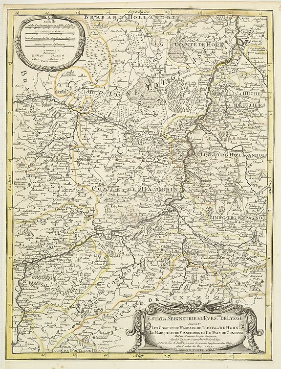 JAILLOT, H. / MORTIER, P., Estat et seigneurie de l'evesche de Lyege. . ., antique map, old maps