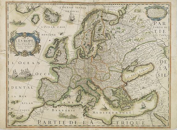 BERTIUS, P. / TAVERNIER, M., Carte de L'Europe, corrigée et augmentée desus toutes les autres cy .., antique map, old maps