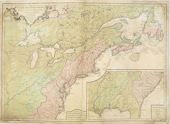 LONGCHAMPS, le Sieur., Carte des Possessions Françoises et Angloises dans le Canada et partie de la Lousiane. . ., antique map, old maps