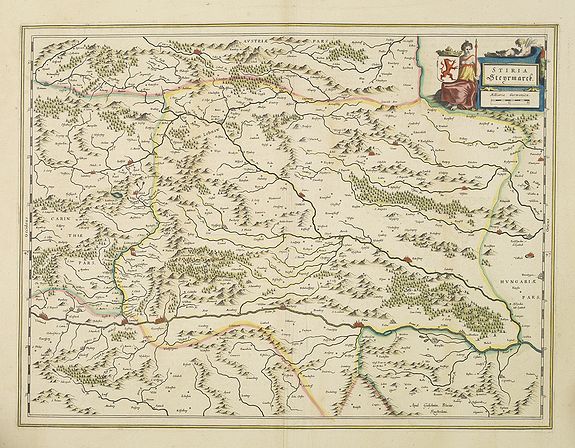 BLAEU, W., Stiria Steyermarck., antique map, old maps