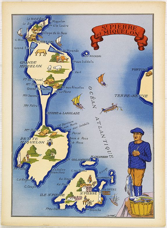 JYLBERT, St. Pierre et Miquelon., antique map, old maps