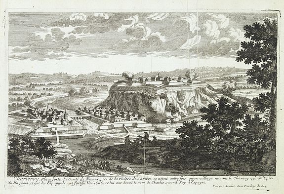 AVELINE, P.A., Charleroy place forte du Comte de Namur. . ., antique map, old maps