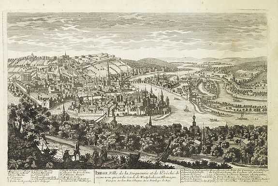 AVELINE, P.A., Lyege, ville de la Seigneurie et de l'Evêché du même nom,. . ., antique map, old maps