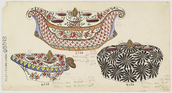 Gabriel FOURMAINTRAUX / DESVRES, Design for Porcelain bowls., antique map, old maps