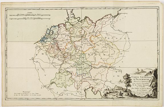 DESNOS, L.C., Carte générale d'Allemagne divisée et numérotée…des postes et autres routes de cet empire., antique map, old maps
