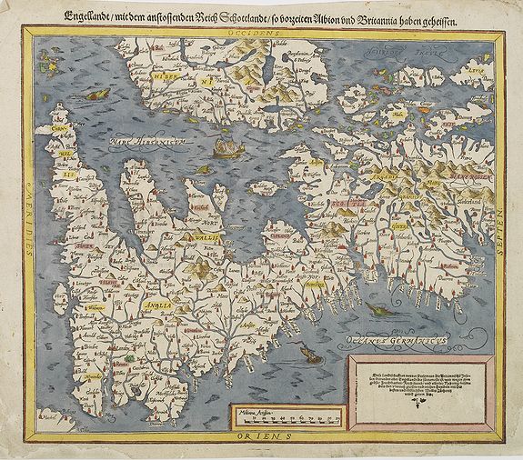 MÜNSTER, S., Engellandt mit dem anstossenden Reich Schottlandt so vor zeiten Albion und Britannia haben geheissen., antique map, old maps