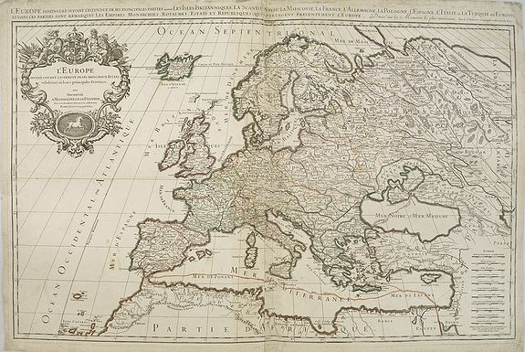 JAILLOT, H., L'Europe divisee suivant l'estendue de ses principaux estats. . ., antique map, old maps