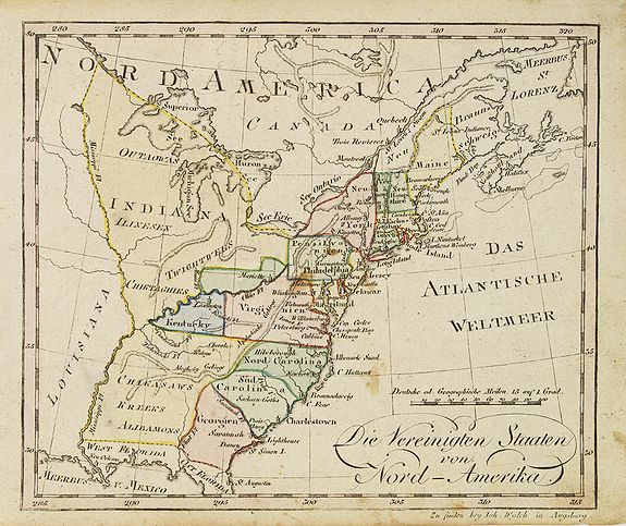 WALCH, J., Die Vereinigten Staaten von Nord-Amerika., antique map, old maps