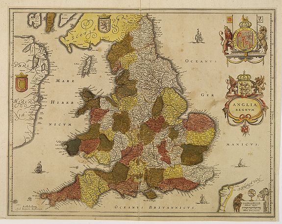 JANSSONIUS, J., Anglia Regnum., antique map, old maps