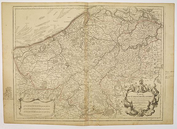DE L'ISLE, G., Carte du Comté de Flandre. . ., antique map, old maps