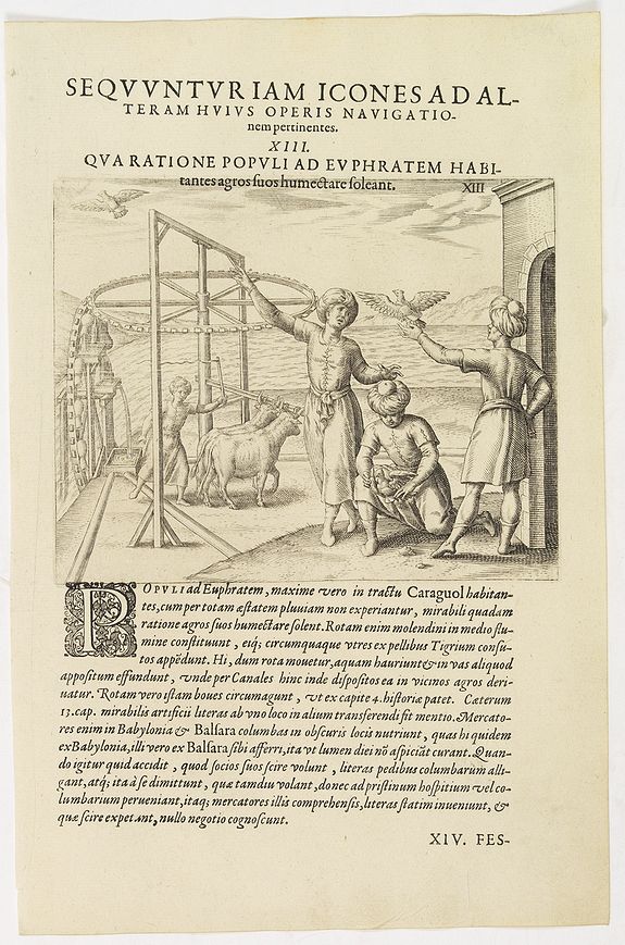 DE BRY, Th., Seqvuntur Iam Icones ad Alteram Huius operis navigationem. . . (Water pump), antique map, old maps