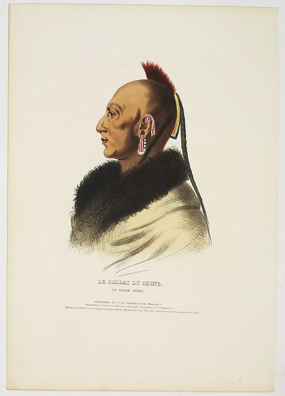 McKENNEY, Thomas Loraine / James HALL., Le Soldat du Chene, an Osage Chief., antique map, old maps
