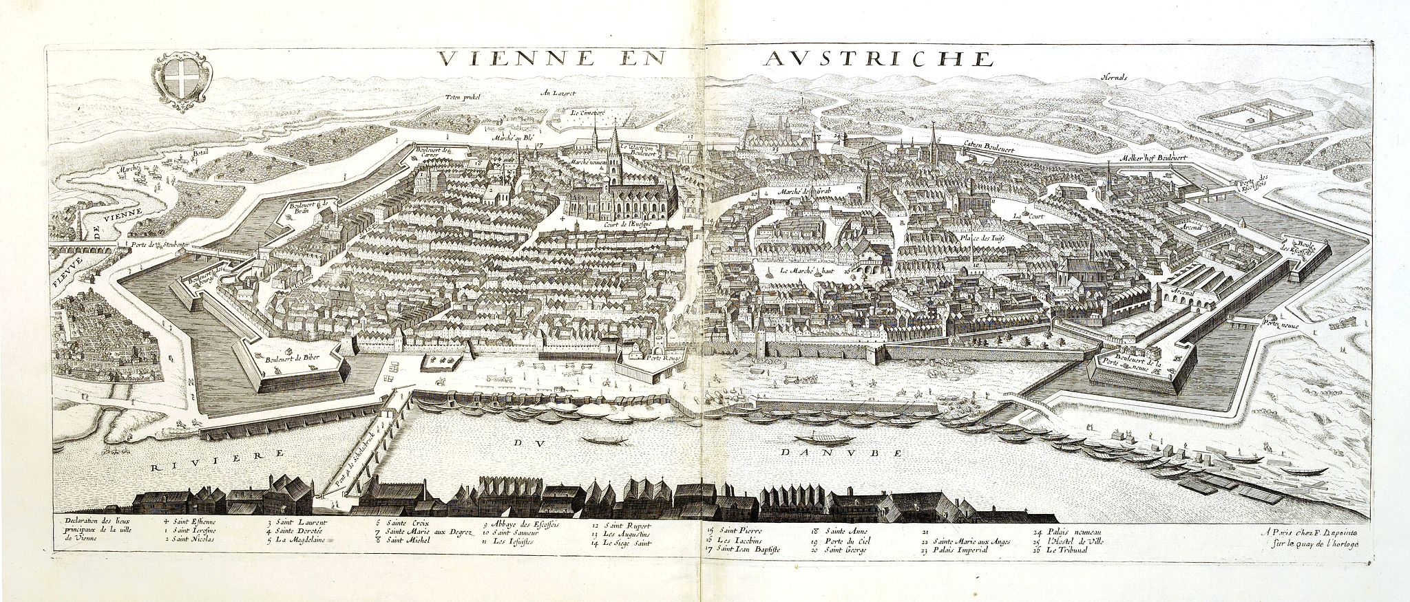 BOISSEAU, J., Vienne en Austriche., antique map, old maps