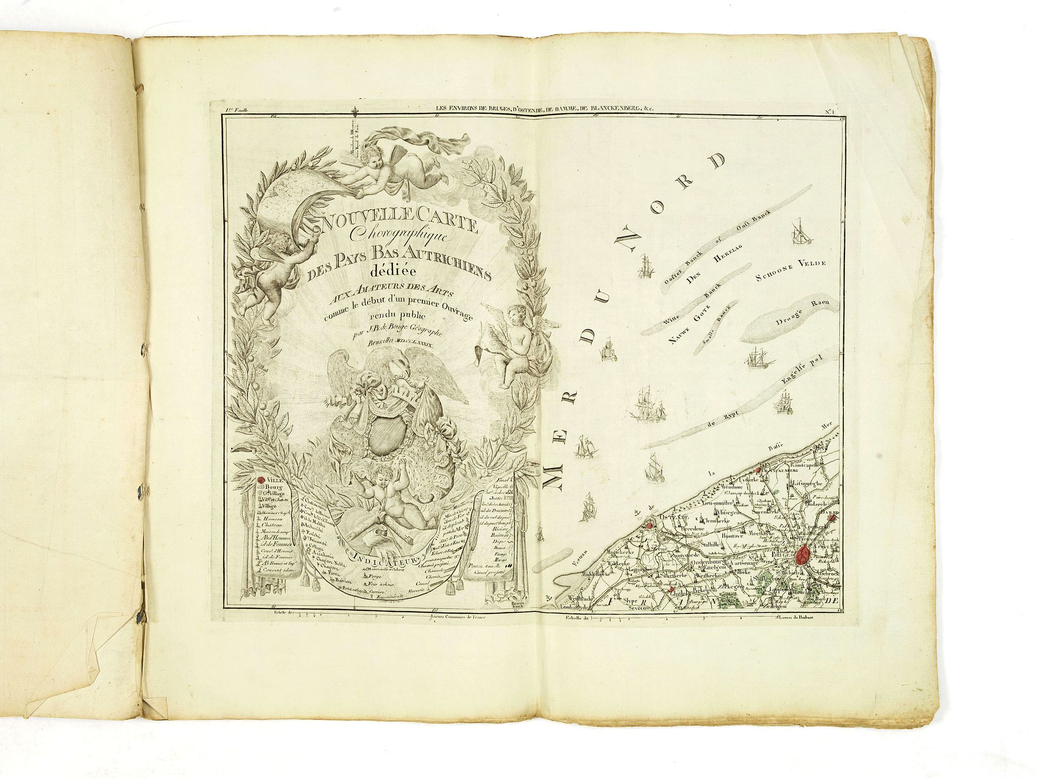 BOUGE, J. de., Nouvelle carte chorographique des Pays-Bas autrichiens., antique map, old maps