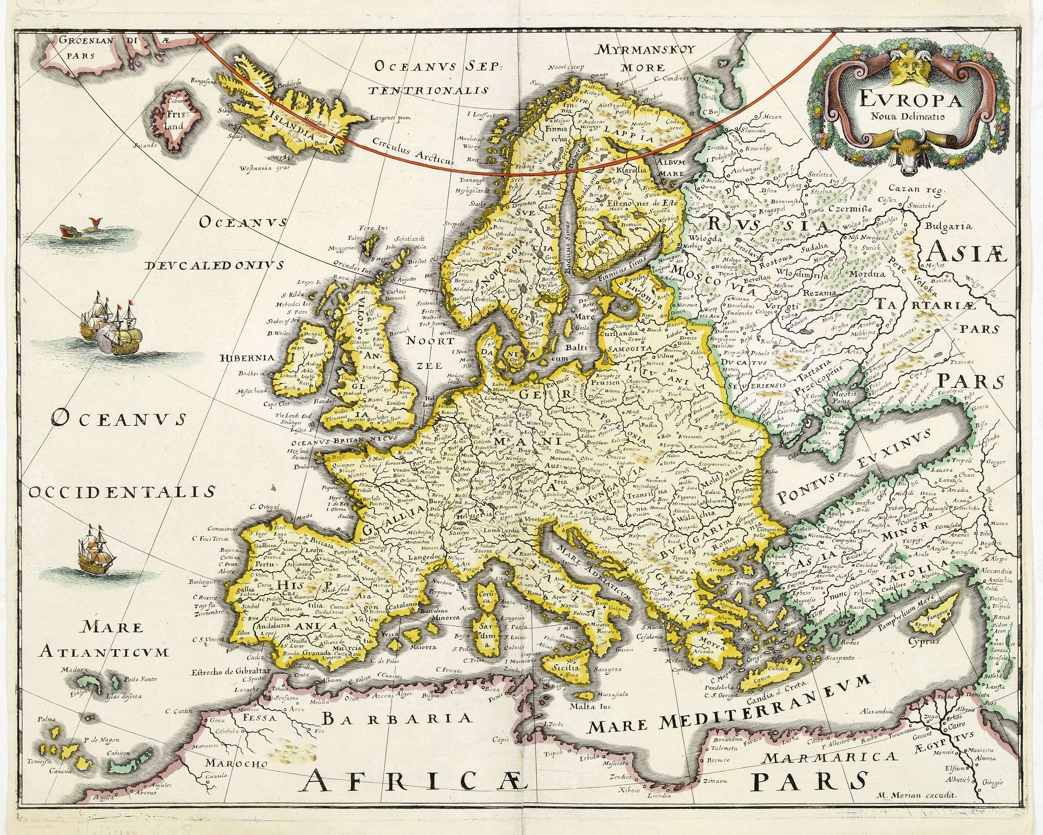 MERIAN, M., EUROPA Nova delineatio., antique map, old maps
