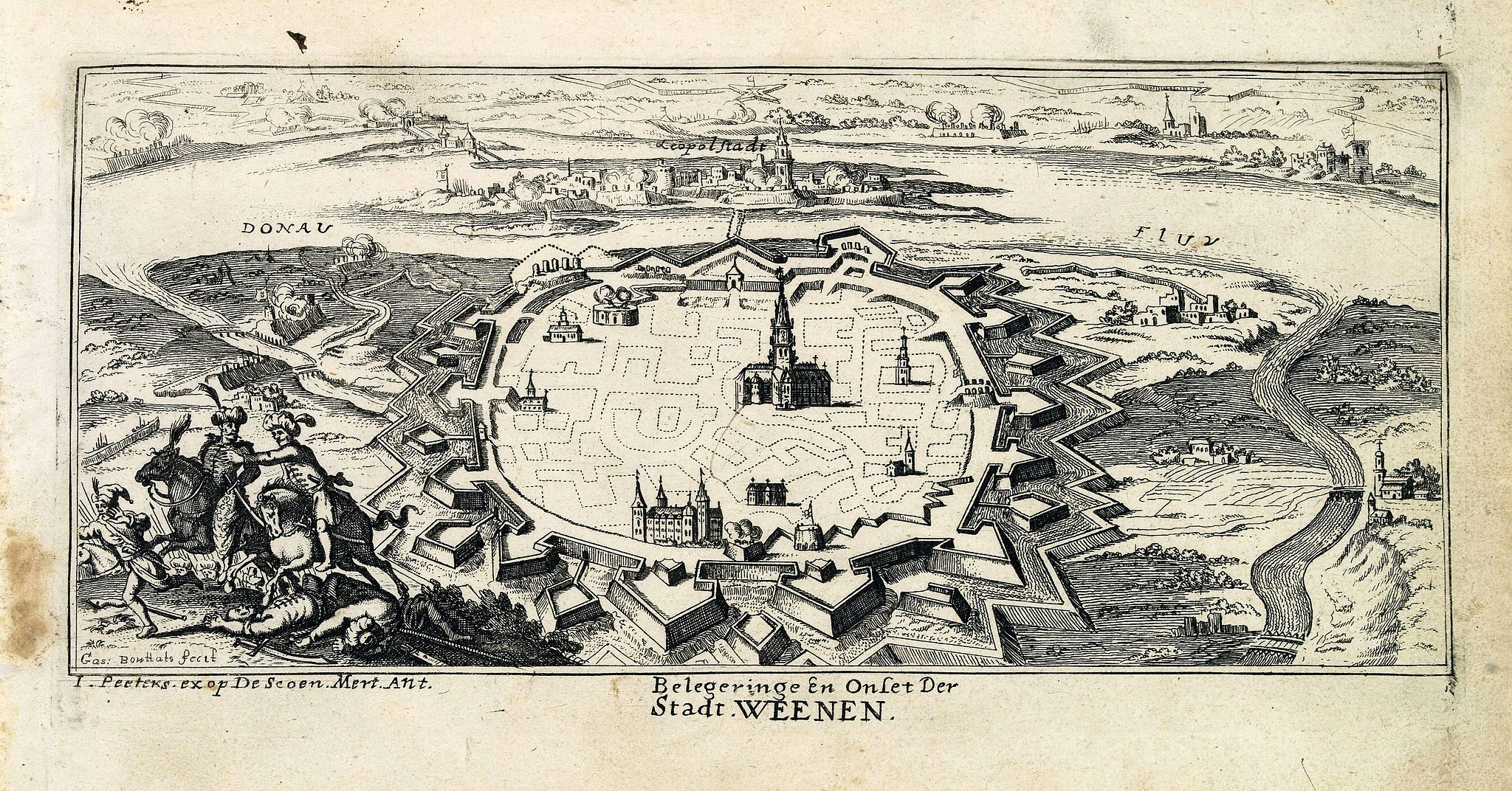 PEETERS, J. / BOUTTATS, G., Belegeringe en onset der Stadt Weenen., antique map, old maps