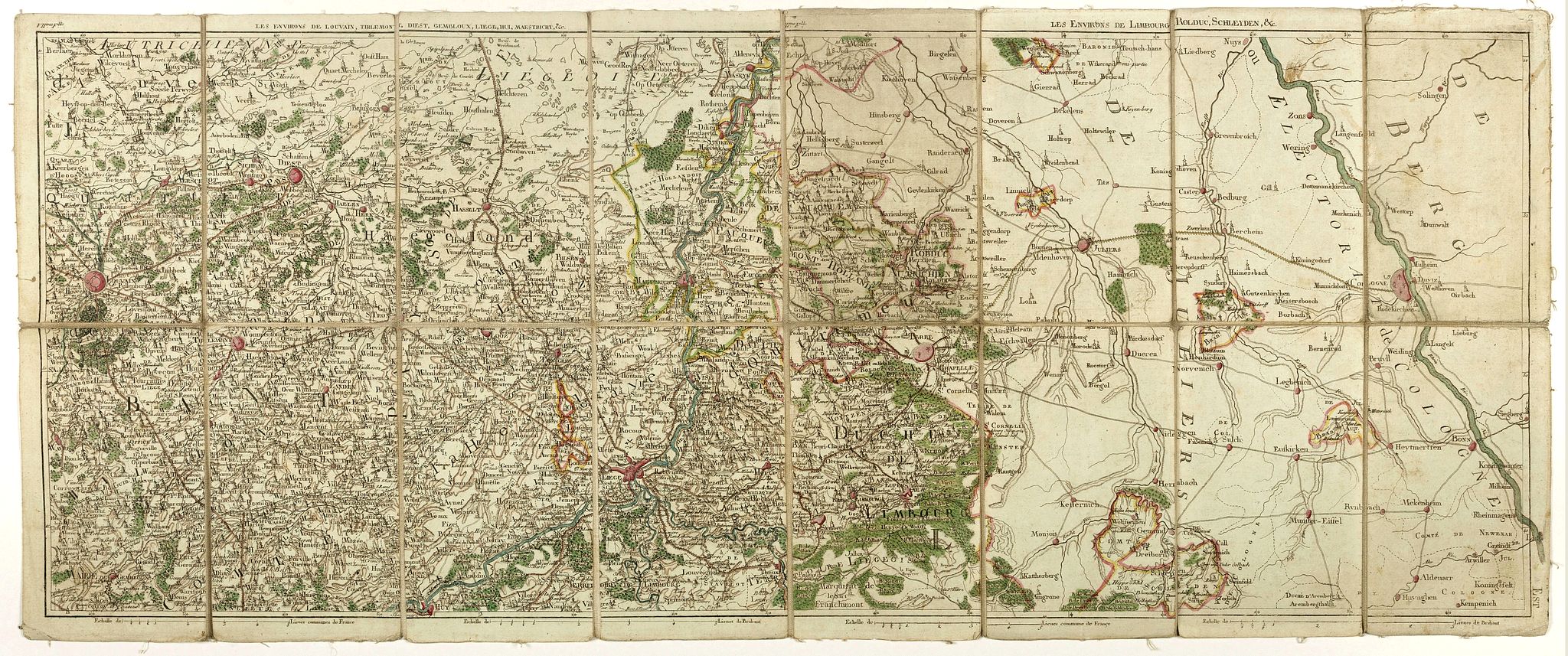 DE BOUGE, J-B., Les environs de Louvain…, Les environs de Limbourg, Rolduc,. . ., antique map, old maps
